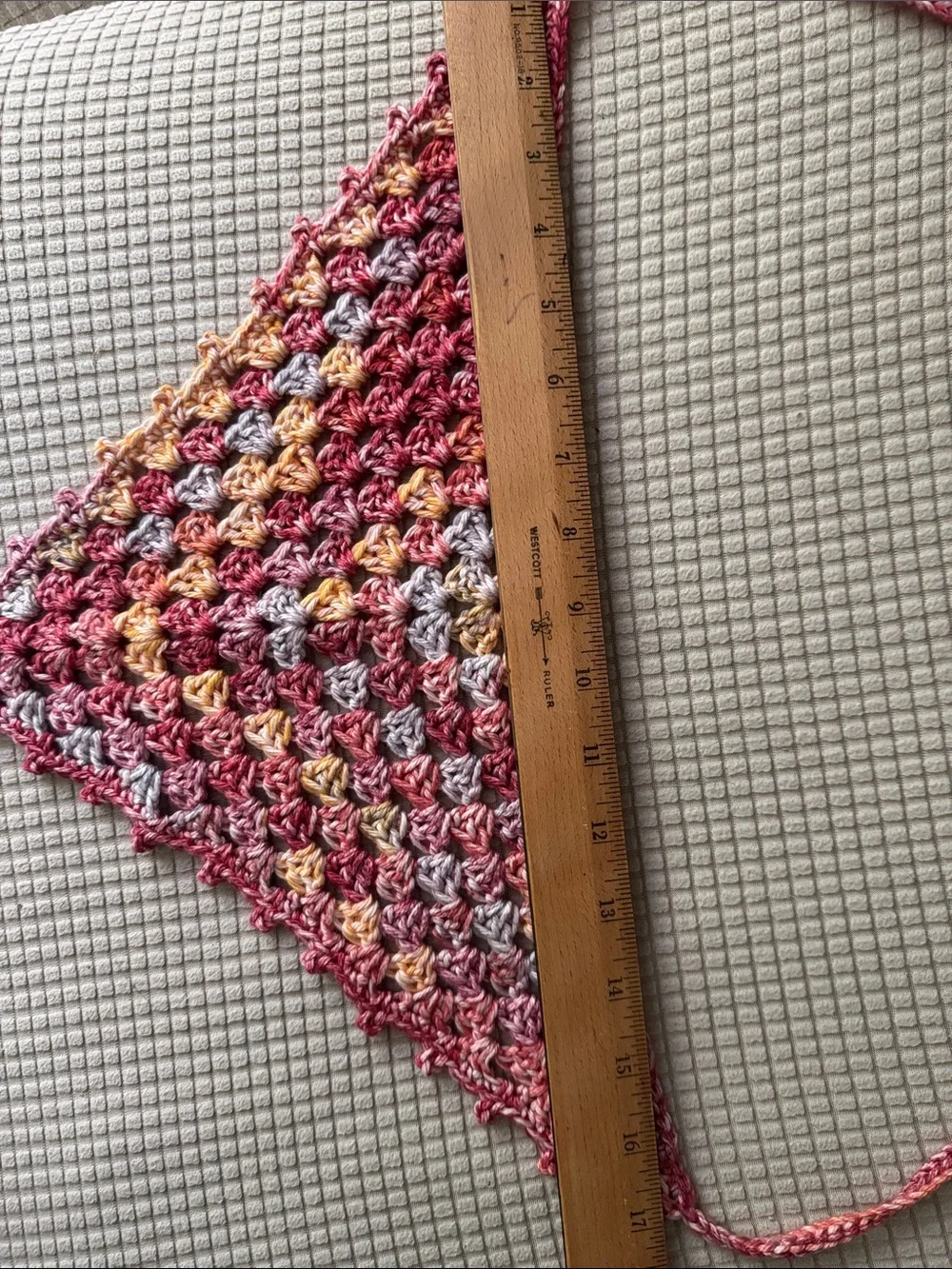 Handmade Crocheted Bandana Hair Scarf Festival Cottage Core BOHO 100% Cotton